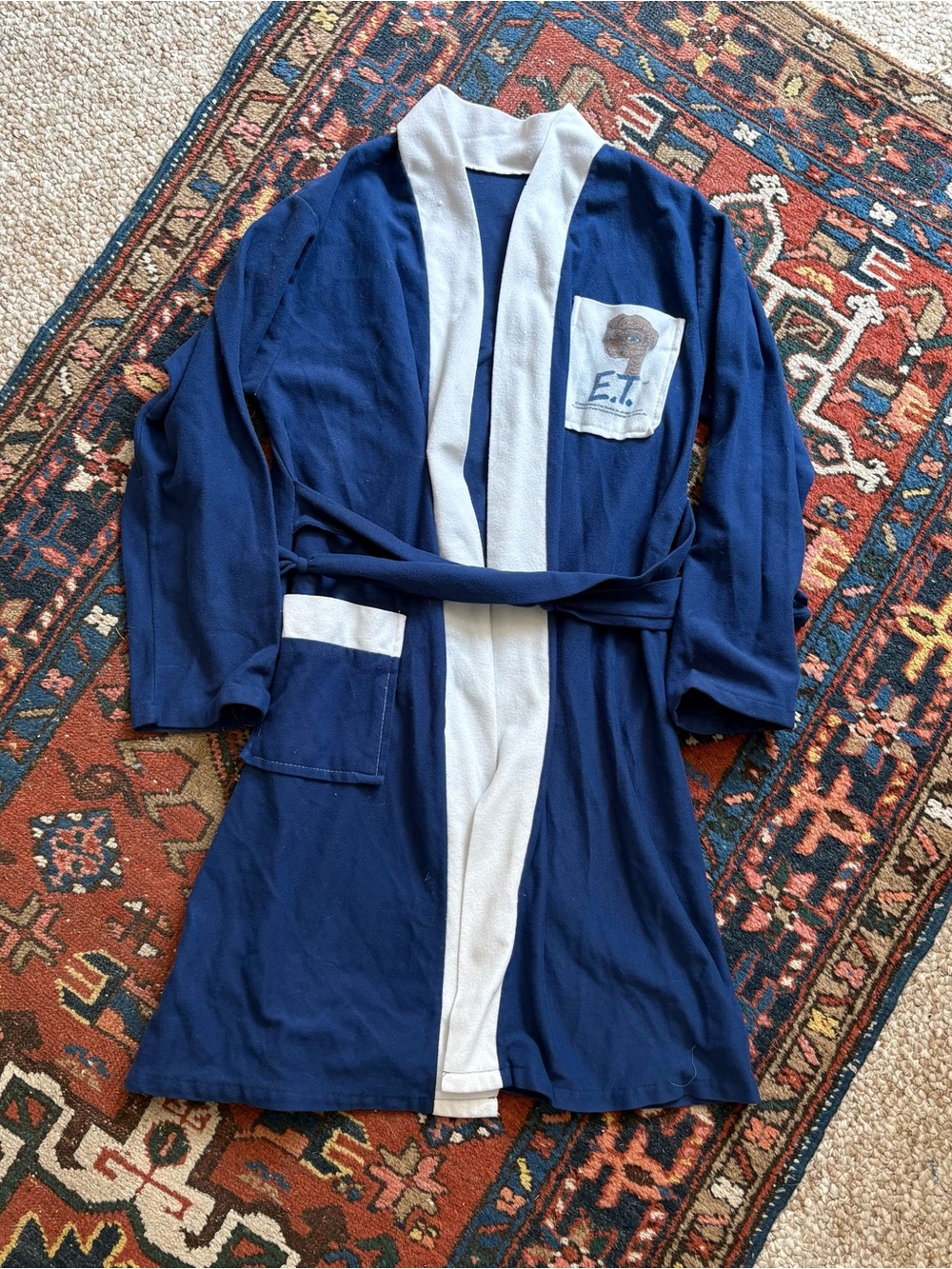 E.T. 1982 Kids Navy Blue Robe with White Trim